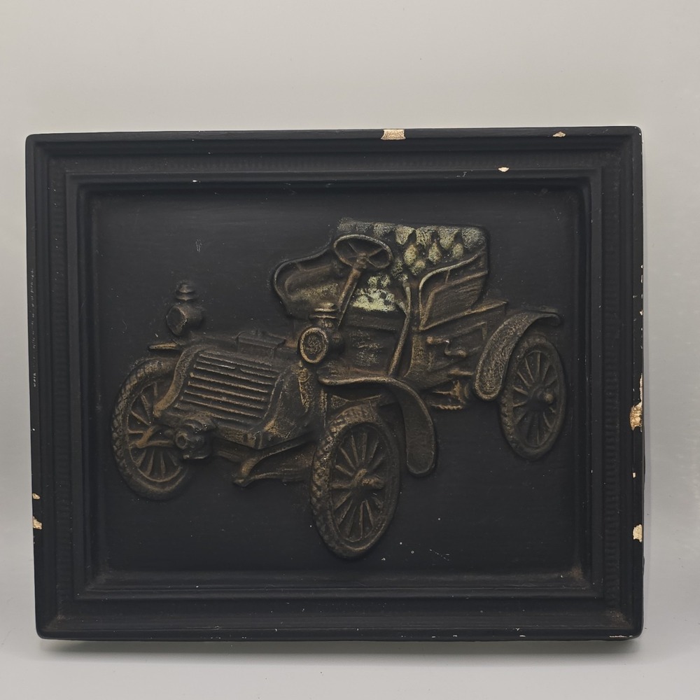 1908 Antique Car Relief Plaque Collectible Decorative Sign‎ Black Frame